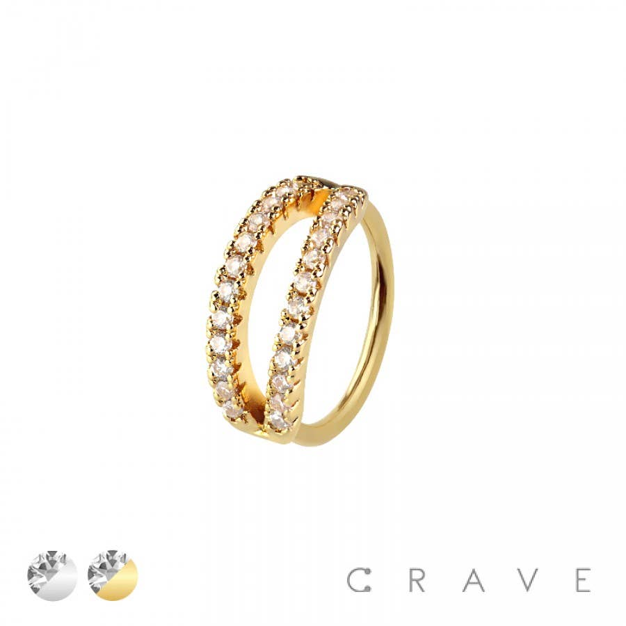 DOUBLE CZ LINE 316L SURGICAL STEEL HOOP NOSE RING